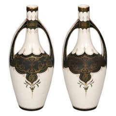Pair Belgian Art Nouveau Vases