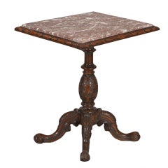 Marble Top Highly Carved Side Table