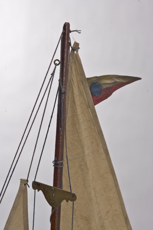 19th Century English Pond Boat With Beige Sails