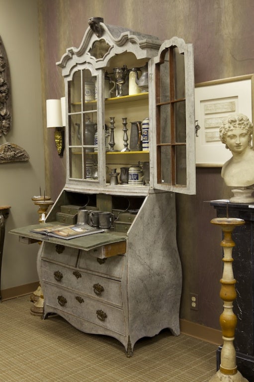 Swedish Painted Bureau Bookcase 2