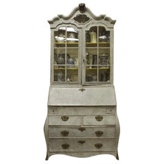 Swedish Painted Bureau Bookcase