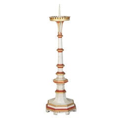 Very Tall White Red and Gilded Pricket Stick