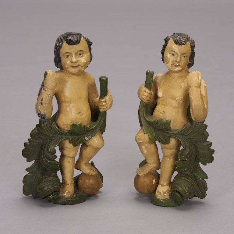 Pair of Spanish Carved Putti