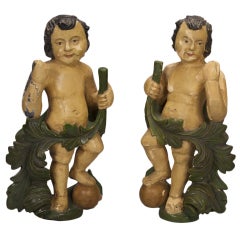 Pair of Spanish Carved Putti