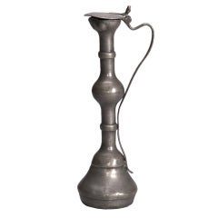 Antique Unusual Tall Slender Pewter Jug