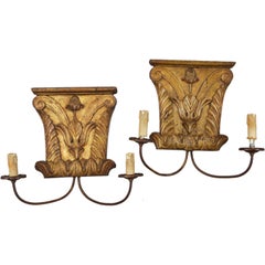 Pair 18th Century Architectural Fragment Sconces