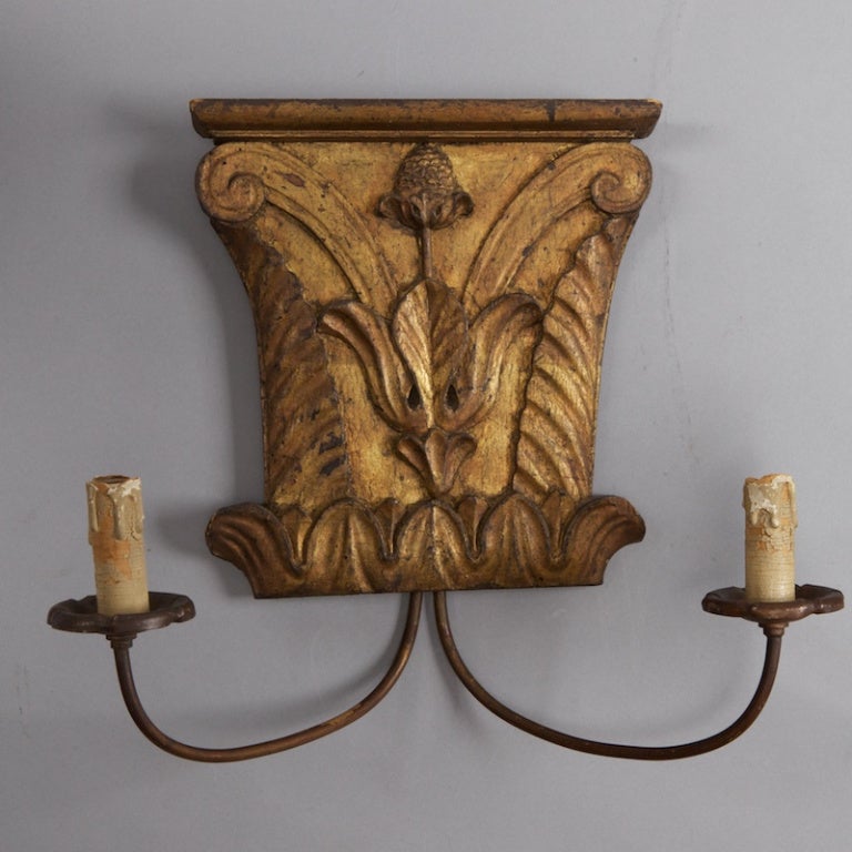 Italian Pair 18th Century Architectural Fragment Sconces