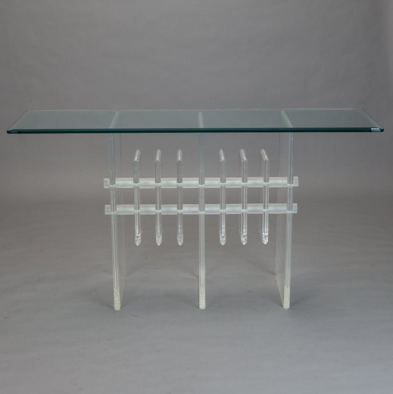Mid Century Lucite and Glass Console