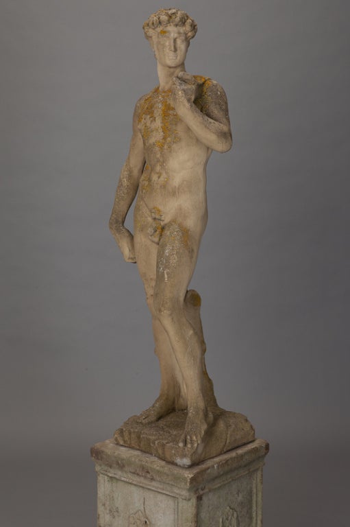Garden Statue of David with Pedestal 2