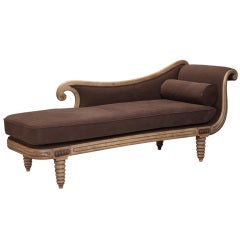 Antique French Bleached Oak Chaise