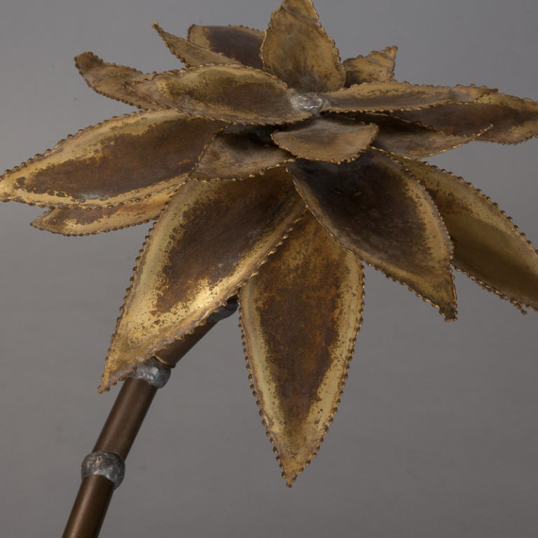 French Midcentury Brass Metal Flower Sculpture in Manner of Maison Jansen