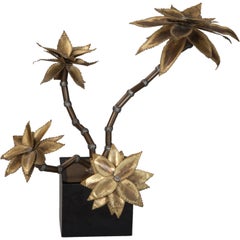 Midcentury Brass Metal Flower Sculpture in Manner of Maison Jansen