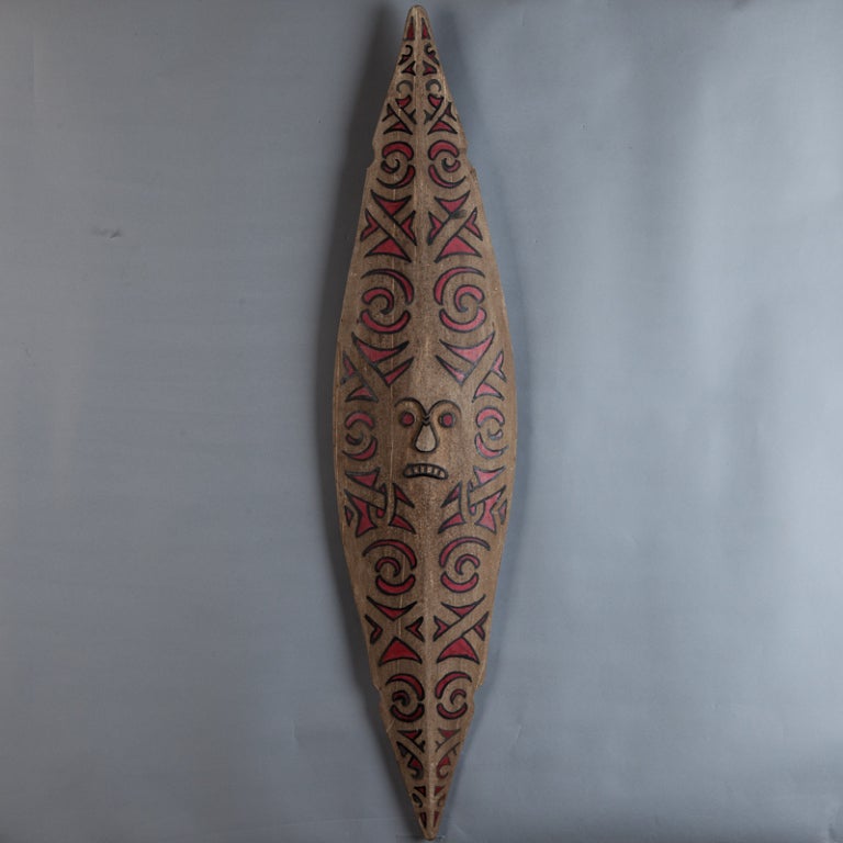 Tall Red Oblong Orang Ulu Tribal Shield
