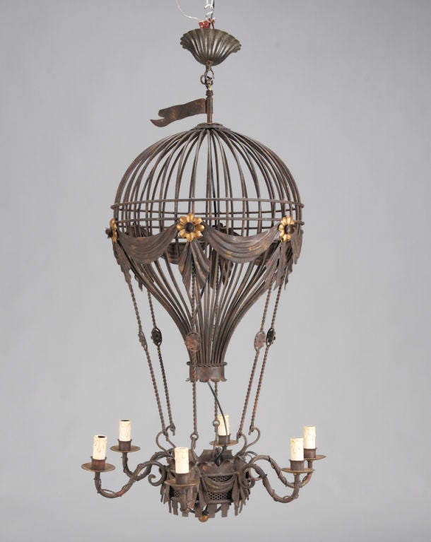 Mid-20th Century Black Metal Balloon Light Fixture