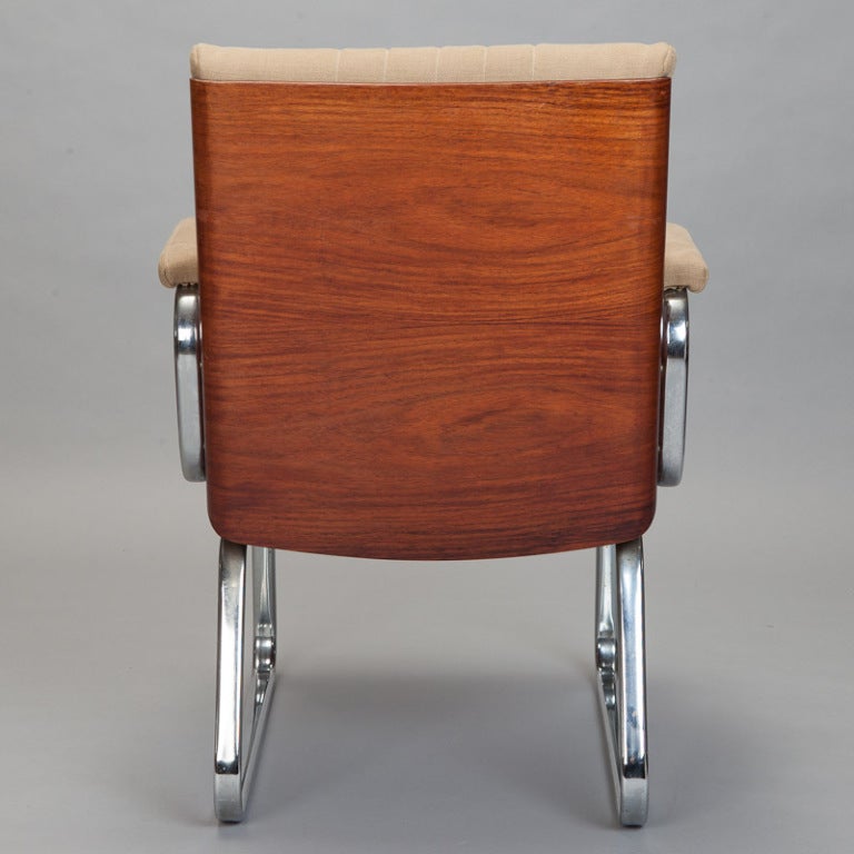 Mid Century Chrome Armchair with Full Rosewood Back 2