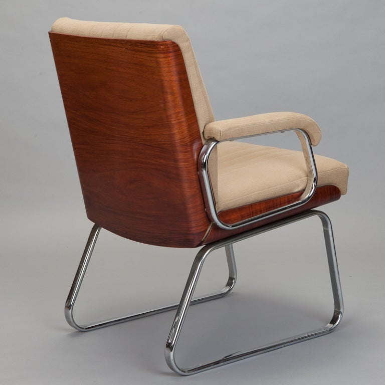 Mid Century Chrome Armchair with Full Rosewood Back 3