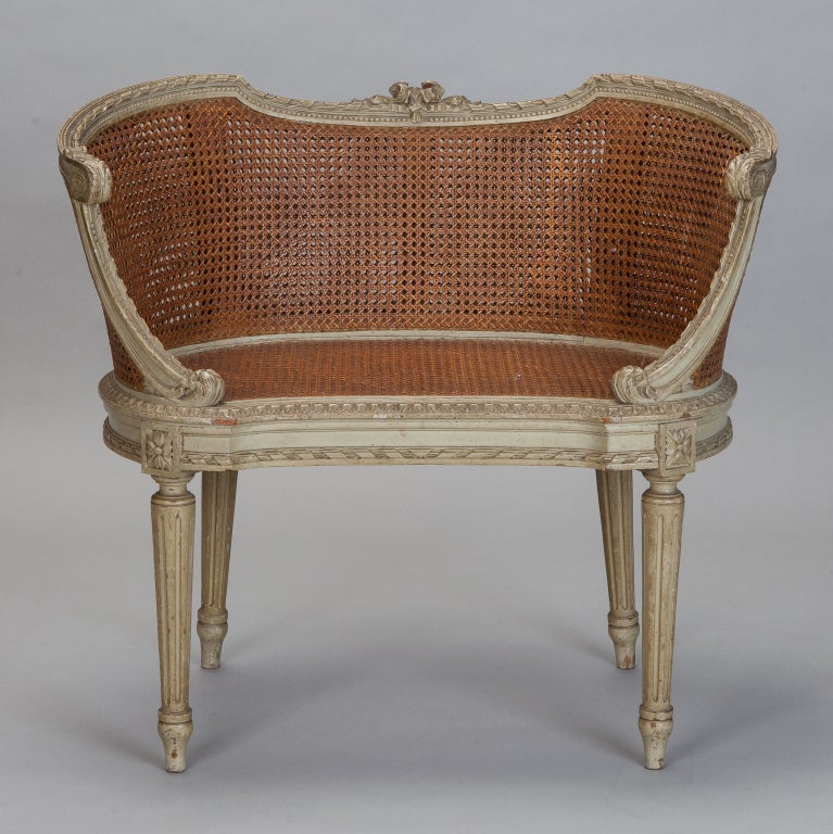 Pair Louis XV Small Caned Settees