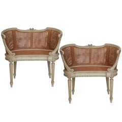 Pair Louis XV Small Caned Settees