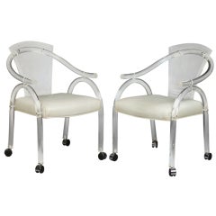 Pair Mid Century Lucite Armchairs on Casters