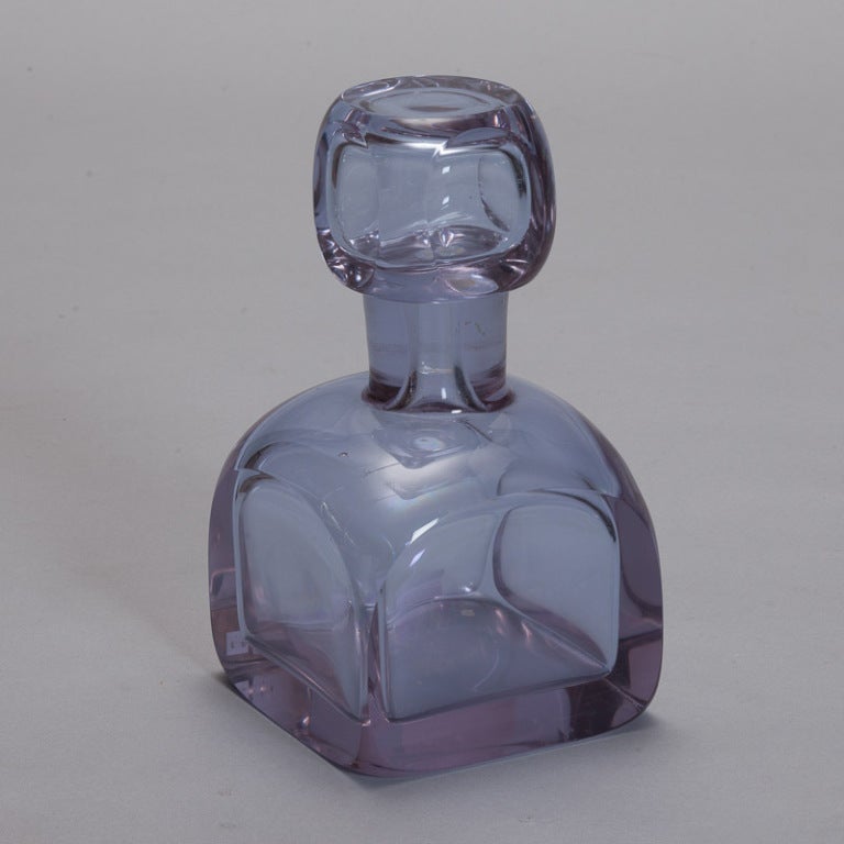 Unusual Tall Periwinkle Blue Murano Glass Decanter
