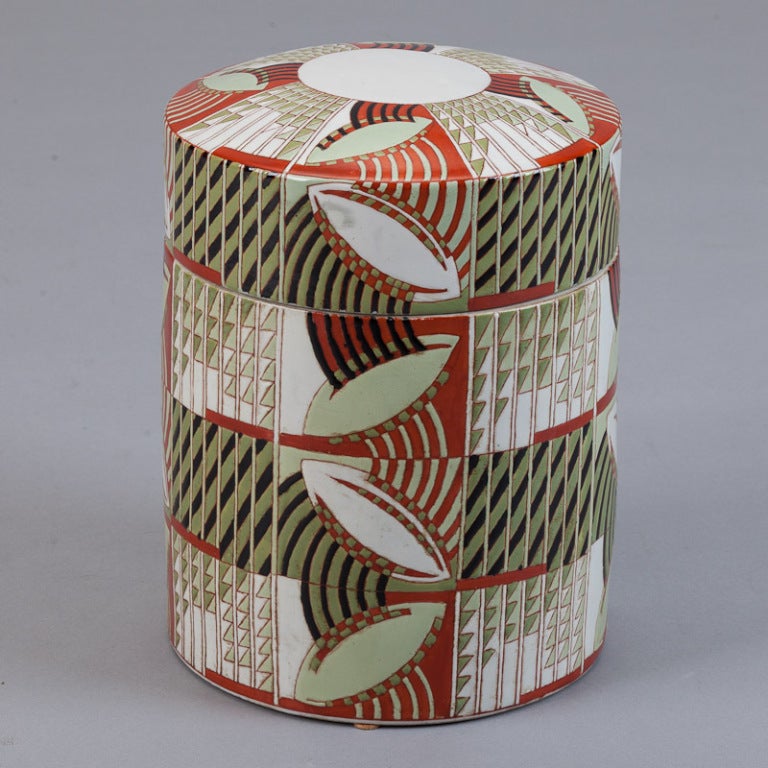 Unknown Pair Mid Century Japanese Style Ceramic Jars