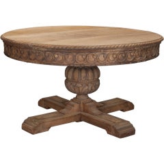 Antique 19th Century Dutch Bleached Oak Pedestal Table