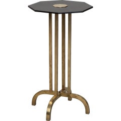 Art Deco Brass and Black Glass Table