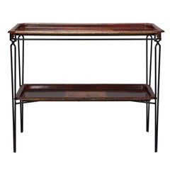 French Two Tier Console with Metal Base and Tole Trays