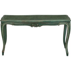 French Green Caned Bench