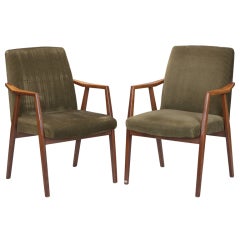 Set of 4 Mid Century Walnut Armed Dining Chairs