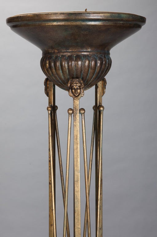Mid-20th Century Pair Monumental Bronze Finish Urn Style Up Lights
