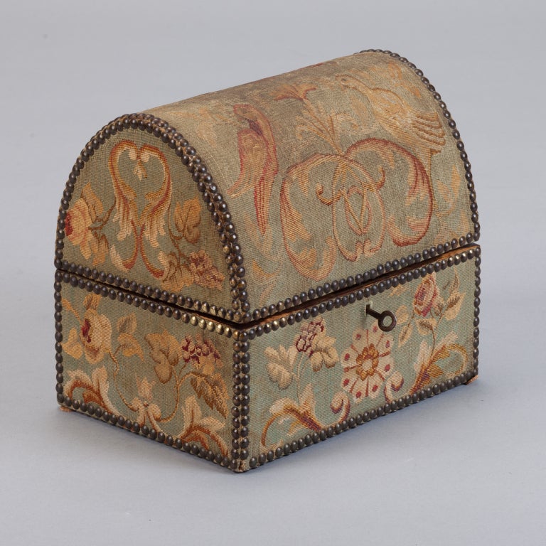 French Fabric Covered Domed Box