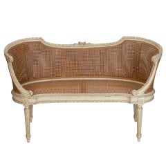 Louis XV Style Caned Settee With Original Paint