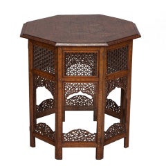 Moorish Table With Extensive Brass Inlay