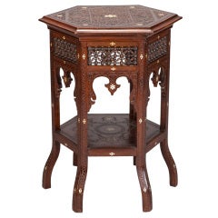 Tall Moorish Table with Carving and Inlay