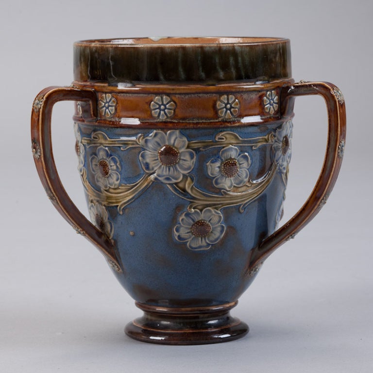 19th Century Doulton Lambeth Three Handled Vase