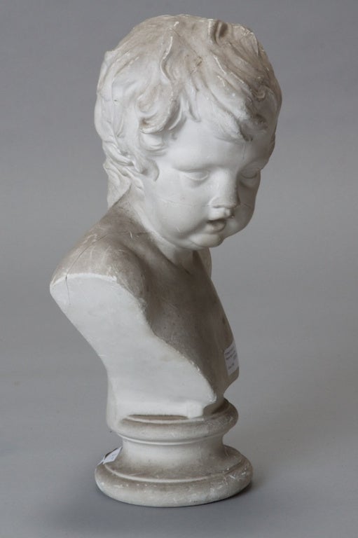 Plaster Bust of Young Boy In Excellent Condition In Troy, MI