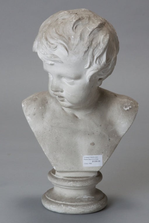 20th Century Plaster Bust of Young Boy