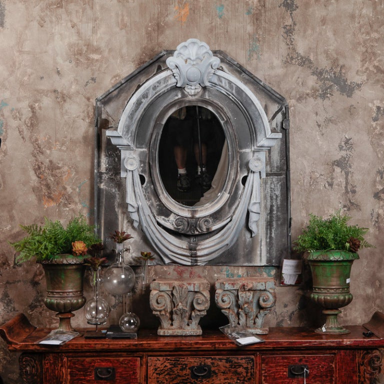 French Neo Classical Style Zinc Window Mirror
