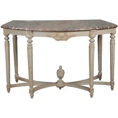 Monumental French Painted Console Demilune Table 10