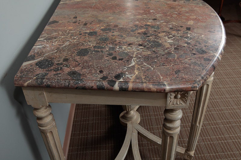 Hand-Carved Monumental French Painted Console Demilune Table