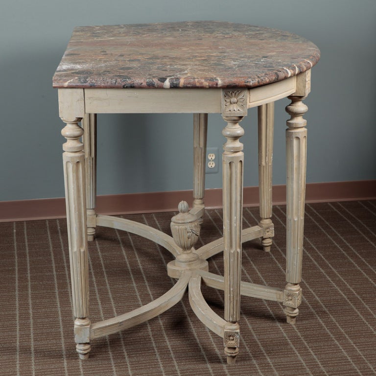 Monumental French Painted Console Demilune Table In Excellent Condition In Troy, MI