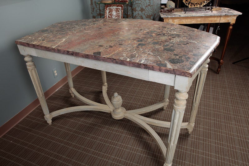 19th Century Monumental French Painted Console Demilune Table
