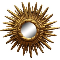 Sunburst Gild Wood Mirror with Twisted Center Frame