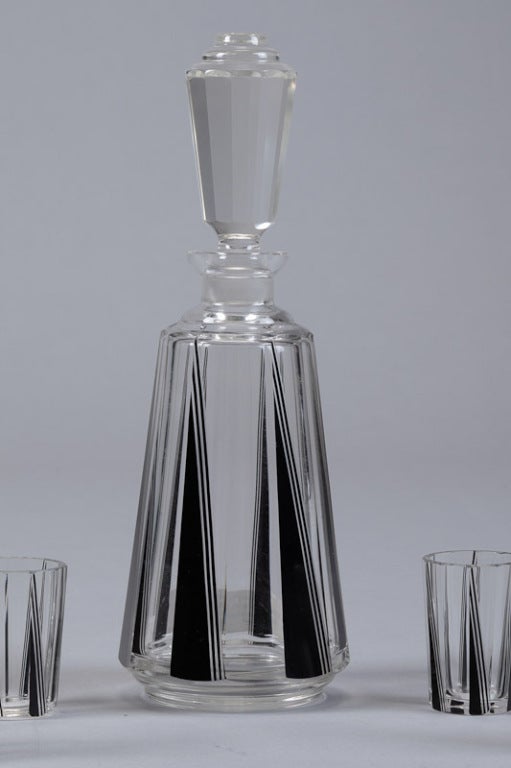 Czech Karl Palda Art Deco Decanter with Eight Glasses