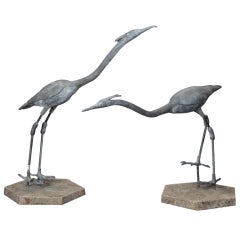 Pair of Large Heron Garden Sculptures