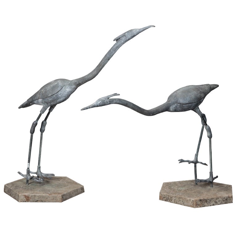 Pair of Large Heron Garden Sculptures