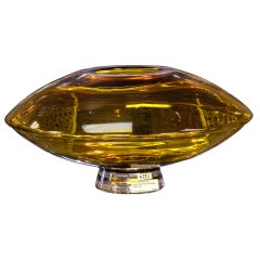 Retro Large Sia Clear Base Amber Bowl Swedish Art Glass Vase