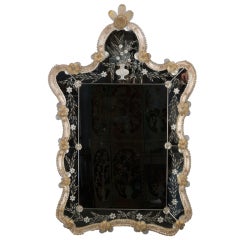 Antique Fancy Venetian Mirror with Colored Glass Frame