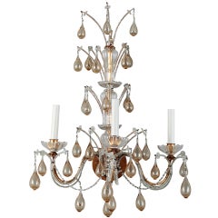 Venetian Three Light Sconces With Hand Blown Glass Drops